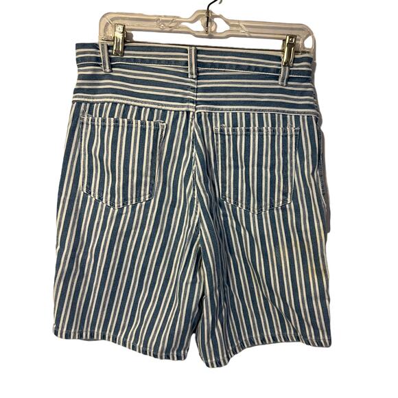 Vintage Back Road Blues Cut-Off Mom Shorts High Waist Blue White Stripes Size 12 - Picture 2 of 3